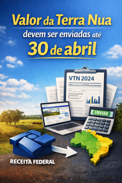 INFORMAÇÕES DO VALOR DA TERRA NUA DEVEM SER ENVIADAS ATÉ 30 DE ABRIL